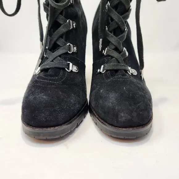 Sam Edelman Womens Carolena Black Suede Biker Lace Up Boots Booties Size 8.5 M - Picture 3 of 9